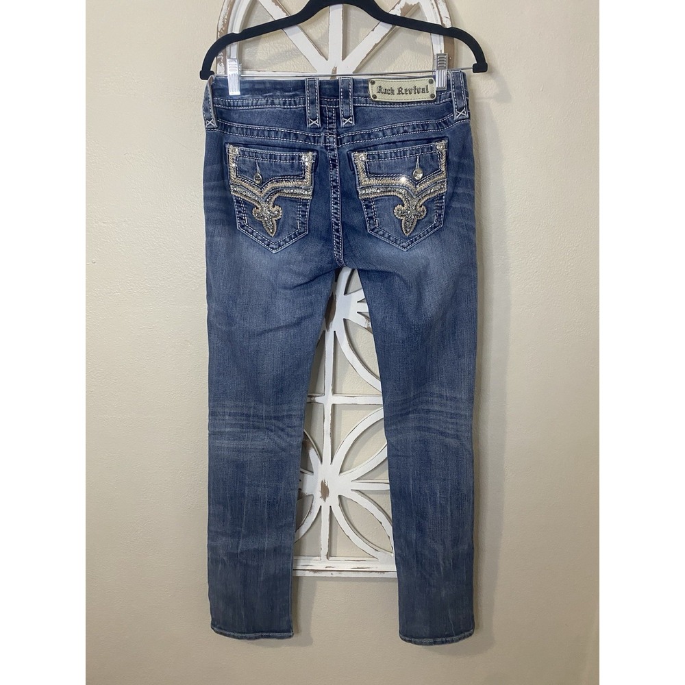 Rock Revival SIZE 28X32 Low Rise Betty Straight Bling denim jeans *J324